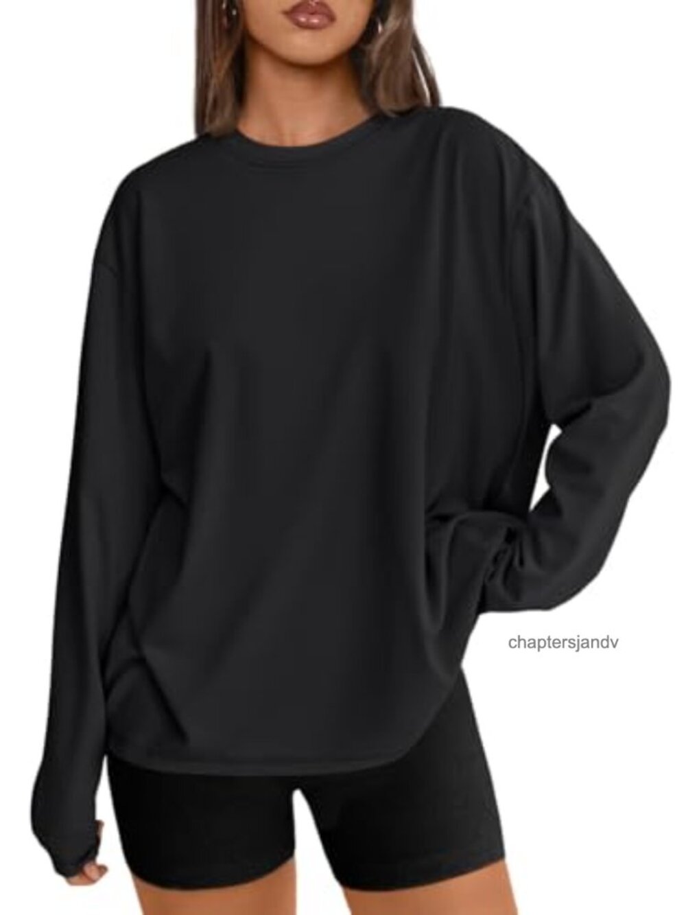 Oversized Long Sleeve T-Shirt Soft Stretchy Crew Neck Casual Fall Top
